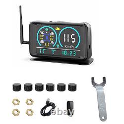 Système de Surveillance de Pression des Pneus (TPMS) LCD Solaire Sans Fil pour Voiture avec 6 Capteurs Externes