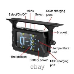 Système de surveillance de la pression des pneus TPMS sans fil solaire pour voiture avec capteurs externes 8bar + 6