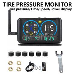 Système de surveillance de la pression des pneus TPMS solaire pour camion, caravane et camping-car avec 6 capteurs.