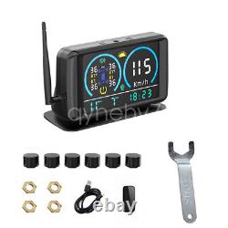 Système de surveillance de la pression des pneus TPMS solaire pour camion, caravane et camping-car avec 6 capteurs.