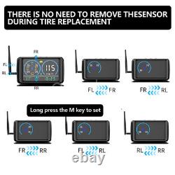 Système de surveillance de la pression des pneus TPMS solaire pour camion, caravane et camping-car avec 6 capteurs.