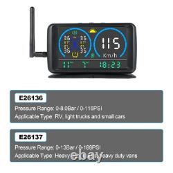 Système de surveillance de la pression des pneus avec 4 capteurs, 4 modes d'alarme, alimenté par énergie solaire