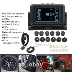 Système de surveillance de la pression des pneus de camping-car avec 12 moniteurs de pression des pneus à 4 modes d'alarme.