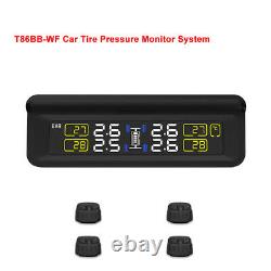 T86bb-wf Système De Surveillance De La Pression Des Pneus De Voiture Tpms Puissance Solaire Avec 4 Machines Externes