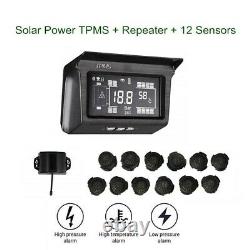 Van Wireless Solar Power Tpms Système De Surveillance De La Pression Des Pneumatiques 12 Capteur Avec Répéteur