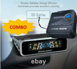 #####steelmate Solar Auto Tpms Pneu Pression Monitor + Digital Pump Combo ###